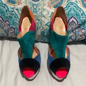Christian Louboutin Pitou 150mm Veau Velours Python Platform 37.5